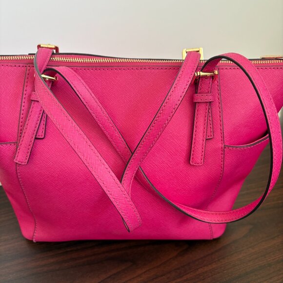 Michael Kors Jet Set Saffiano Leather Large Tote Pink - Picture 14 of 16